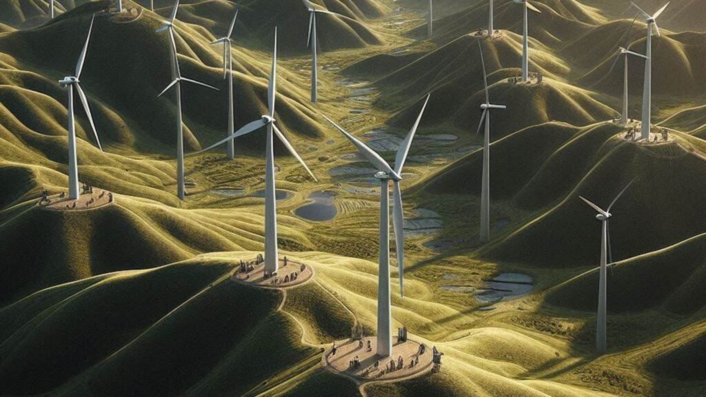 A world covered by wind turbines